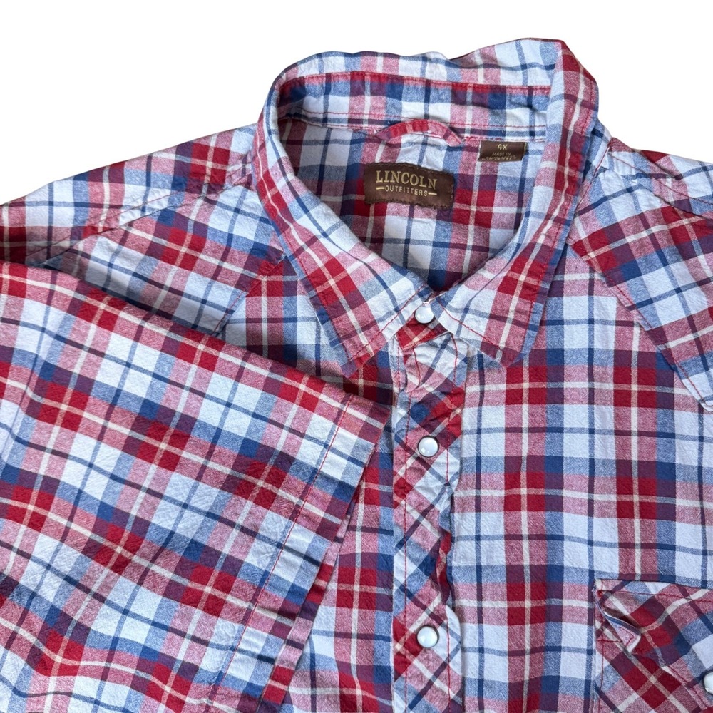 Mens Pearl Snap Plaid Western Shirt 4X Pointed Yoke Cowboy Rugged Rustic Outdoor